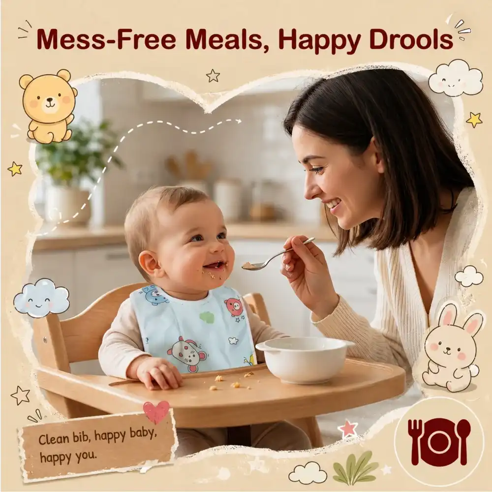 mess free 100% cotton fabric waterproof baby bibs