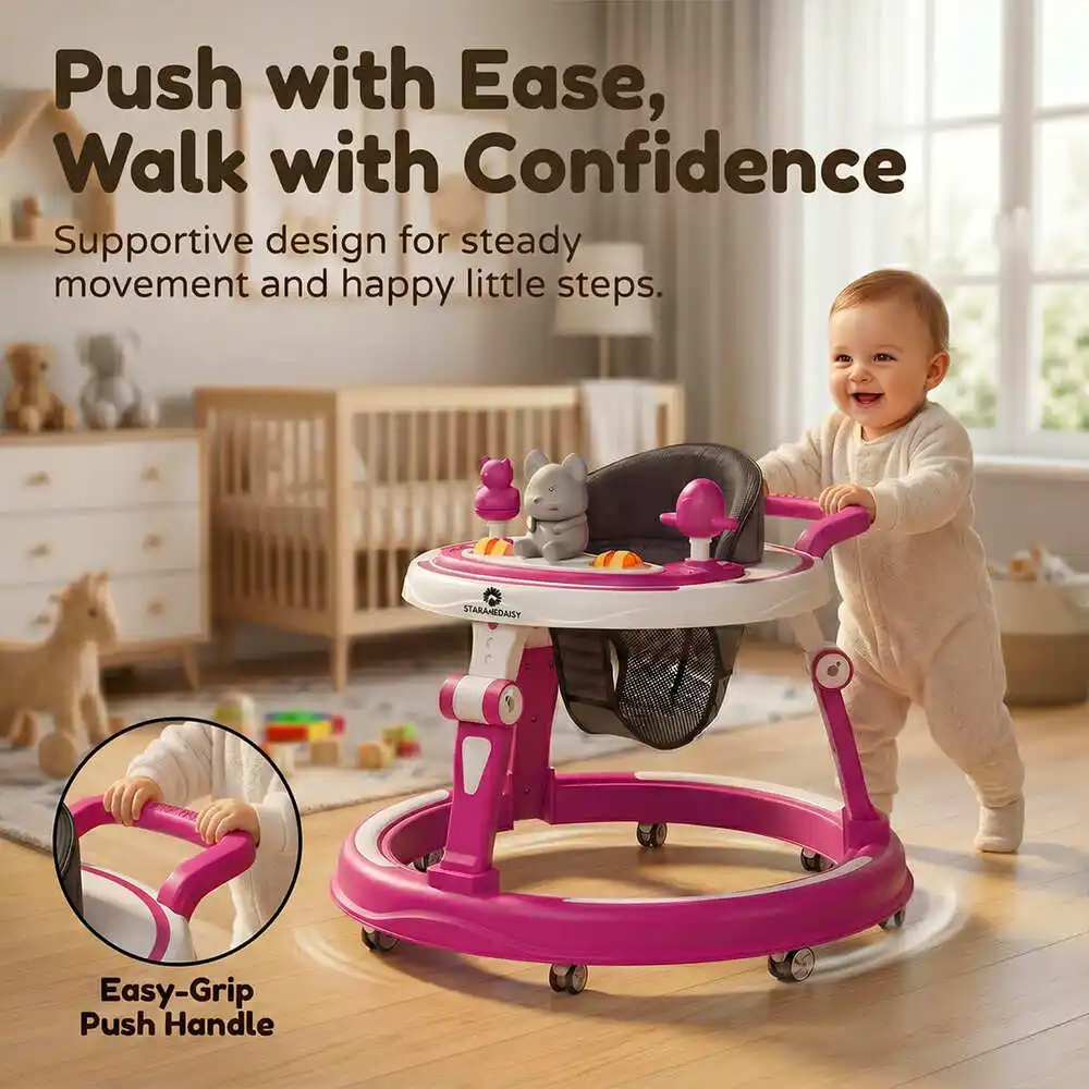 baby walker pink and white