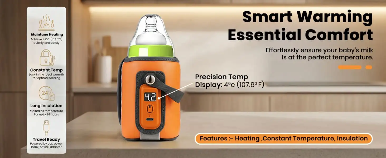 rechargeable feeding bottle warmer- orange rechargeable feeding bottle warmer- orange