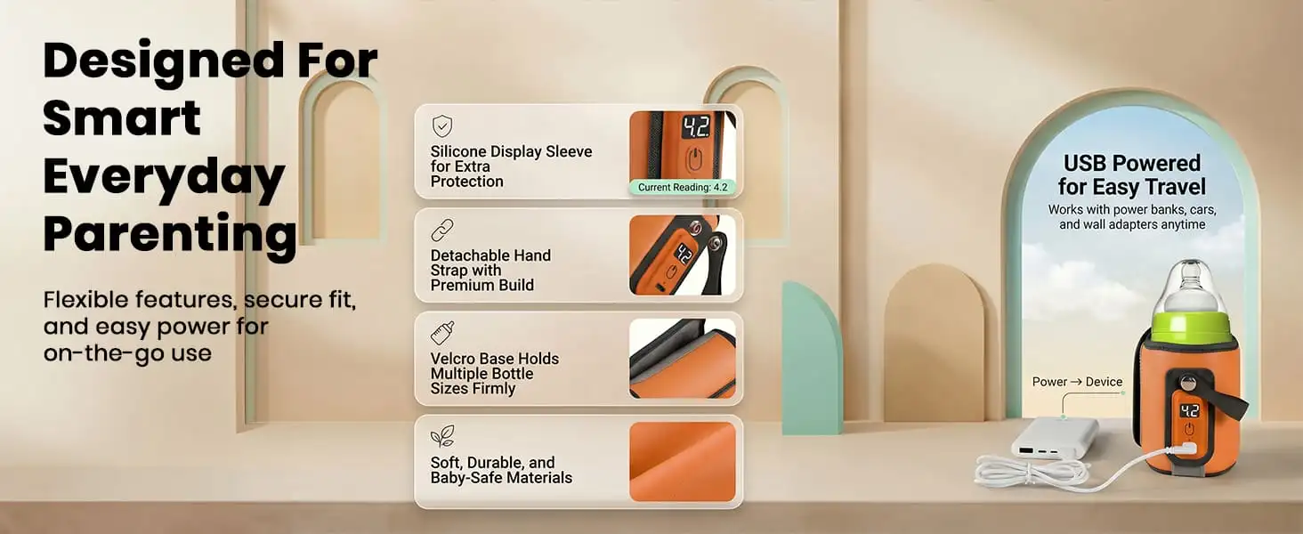 rechargeable feeding bottle warmer- orange rechargeable feeding bottle warmer- orange