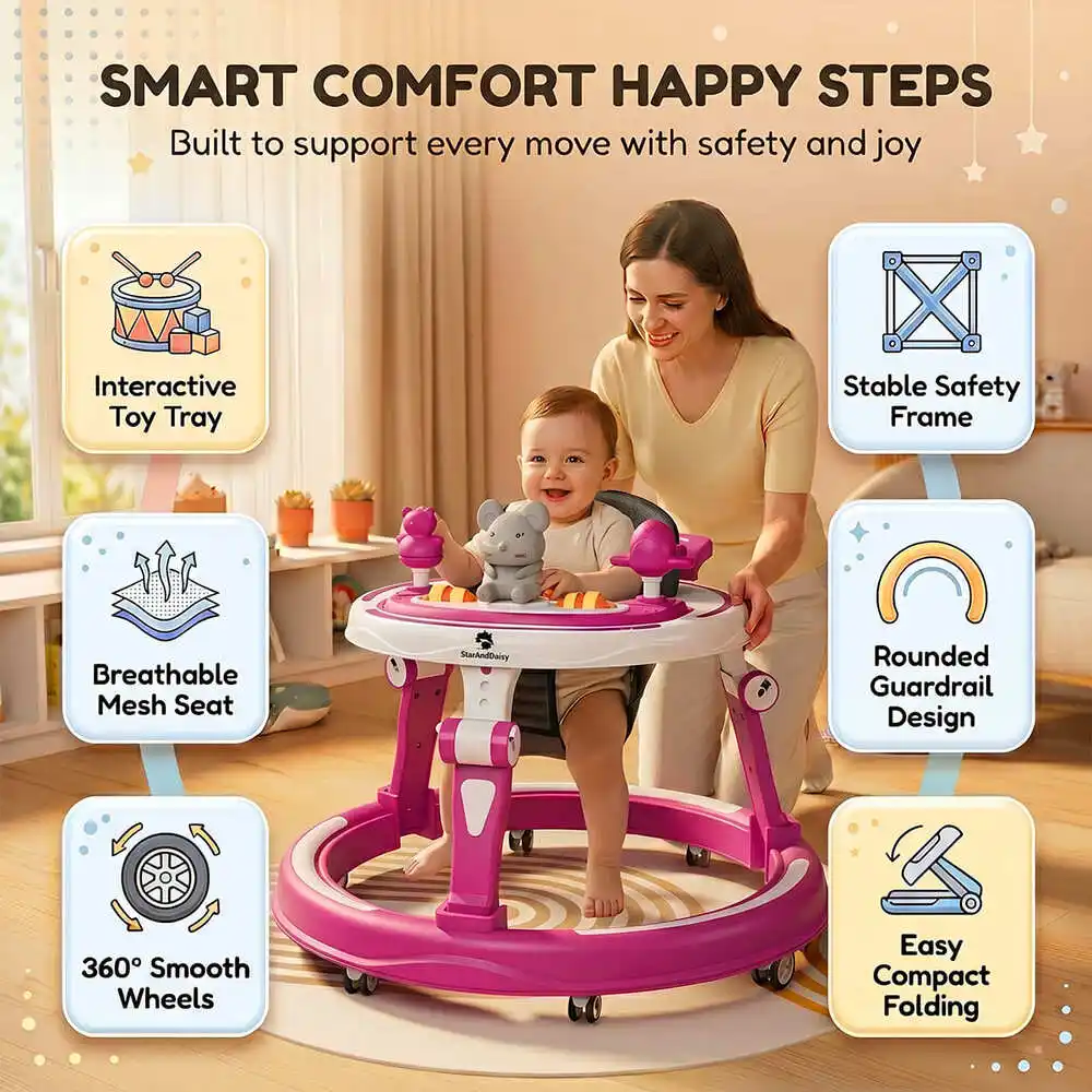 baby walker pink and white
