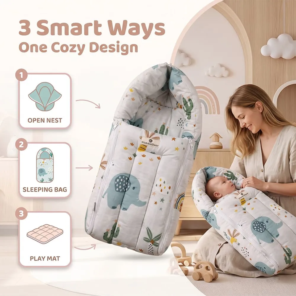 smart way of using baby sleeping bag elephant print