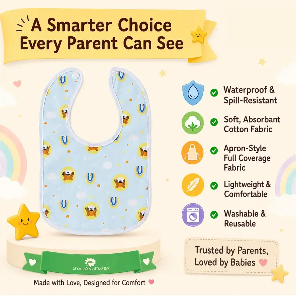 smarter choice 100% cotton fabric waterproof baby bibs