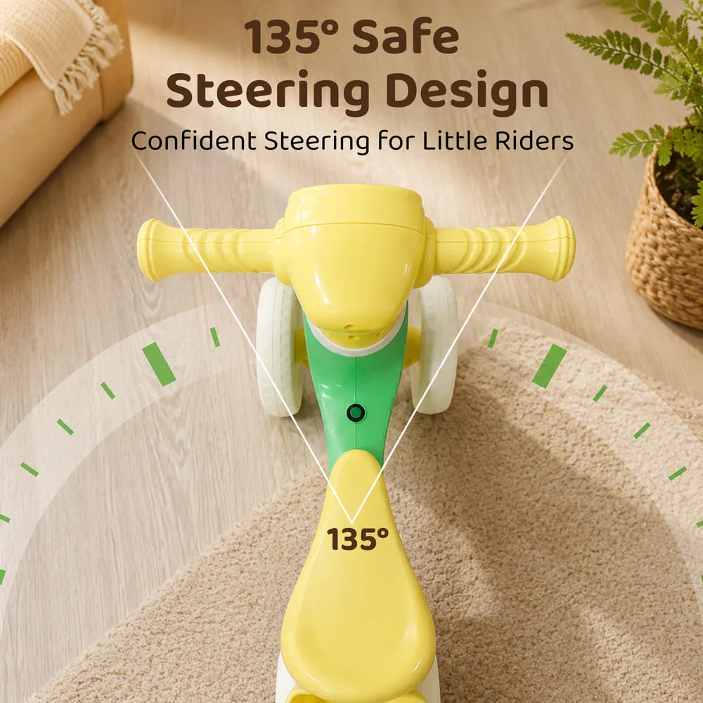 135 degree steering design 4-Wheel Baby Ride-On with LED Headlight green