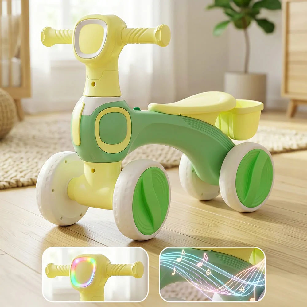 4-Wheel Baby Ride-On with LED Headlight green