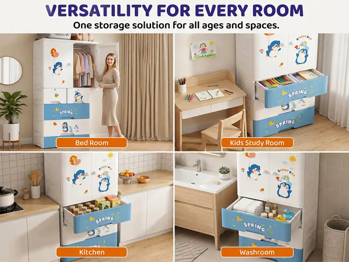 StarAndDaisy Kids Wardrobe for Children with Spacious Storage and Multi-Shelf Organizer