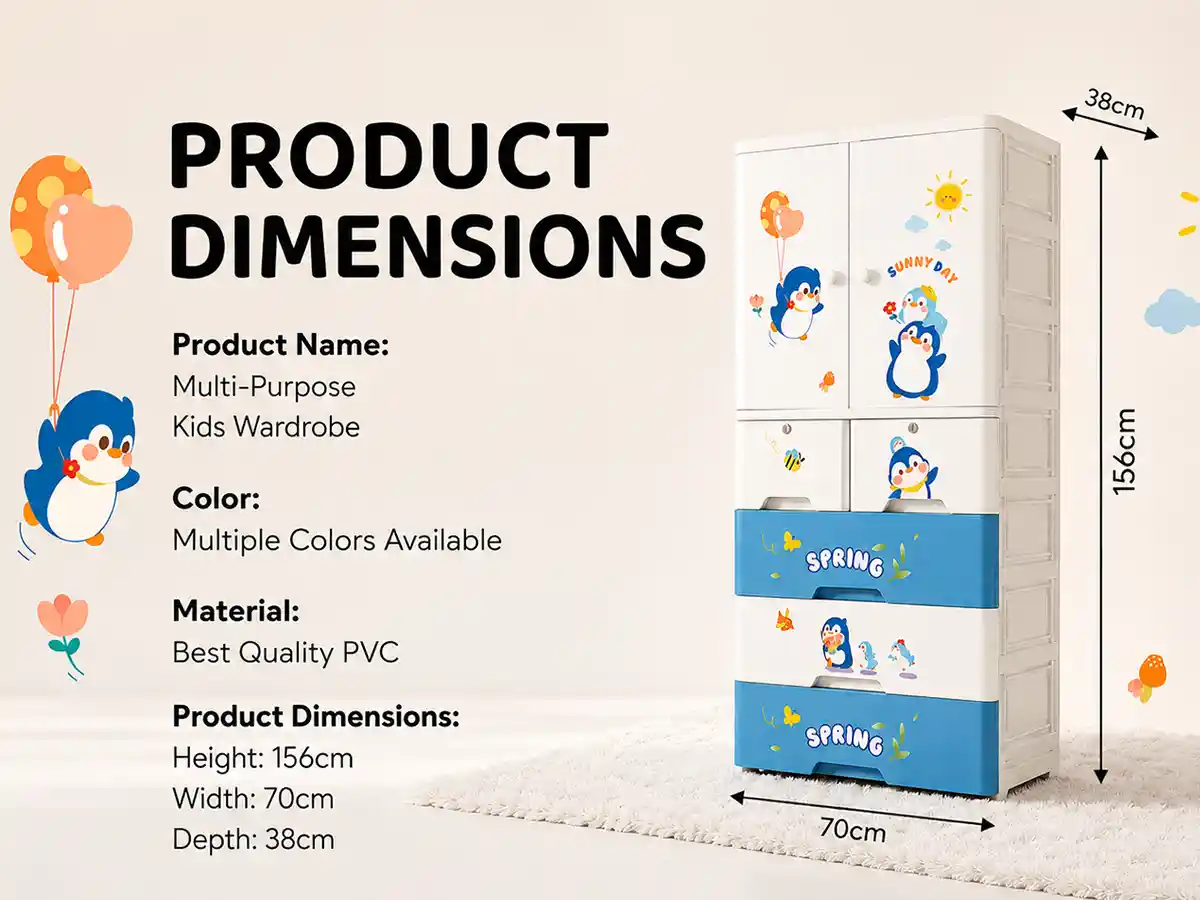 StarAndDaisy Kids Wardrobe for Children with Spacious Storage and Multi-Shelf Organizer