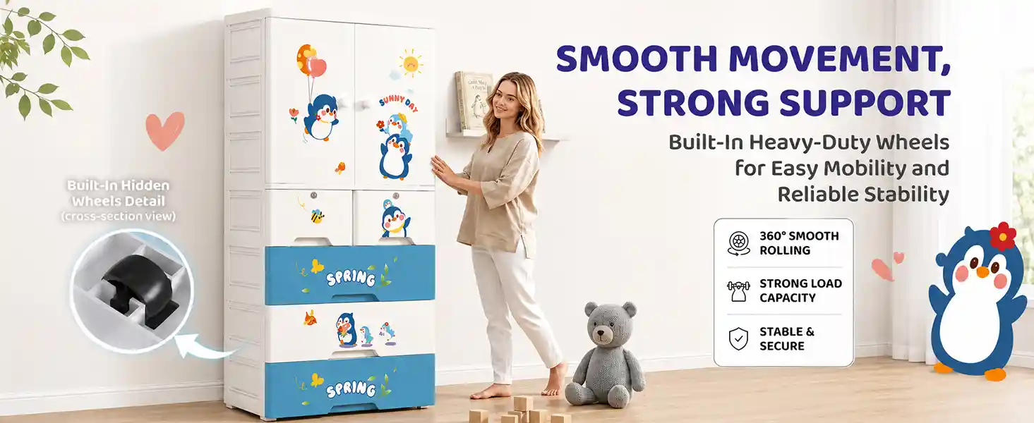 StarAndDaisy Kids Wardrobe for Children with Spacious Storage and Multi-Shelf Organizer