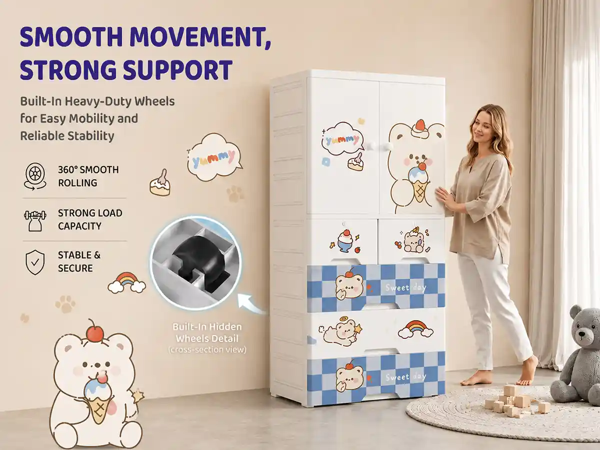 StarAndDaisy Kids Wardrobe for Children with Spacious Storage and Multi-Shelf Organizer