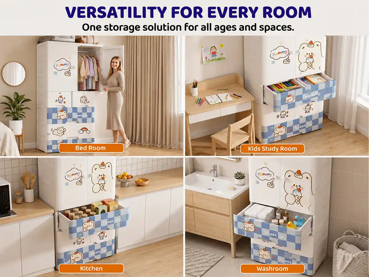 StarAndDaisy Kids Wardrobe for Children with Spacious Storage and Multi-Shelf Organizer