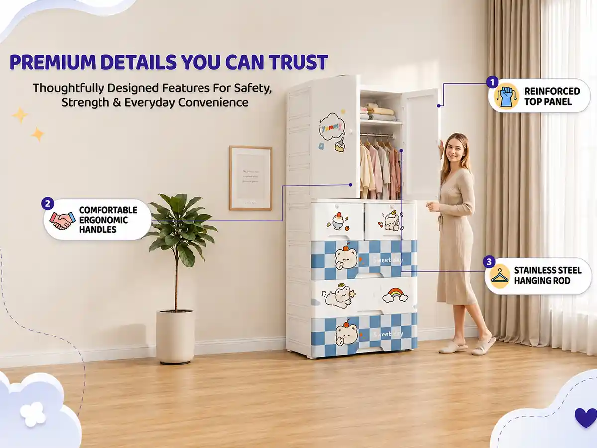 StarAndDaisy Kids Wardrobe for Children with Spacious Storage and Multi-Shelf Organizer