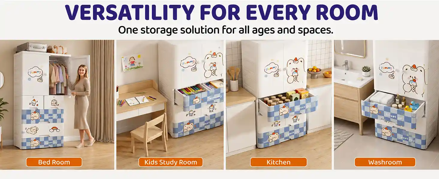 StarAndDaisy Kids Wardrobe for Children with Spacious Storage and Multi-Shelf Organizer
