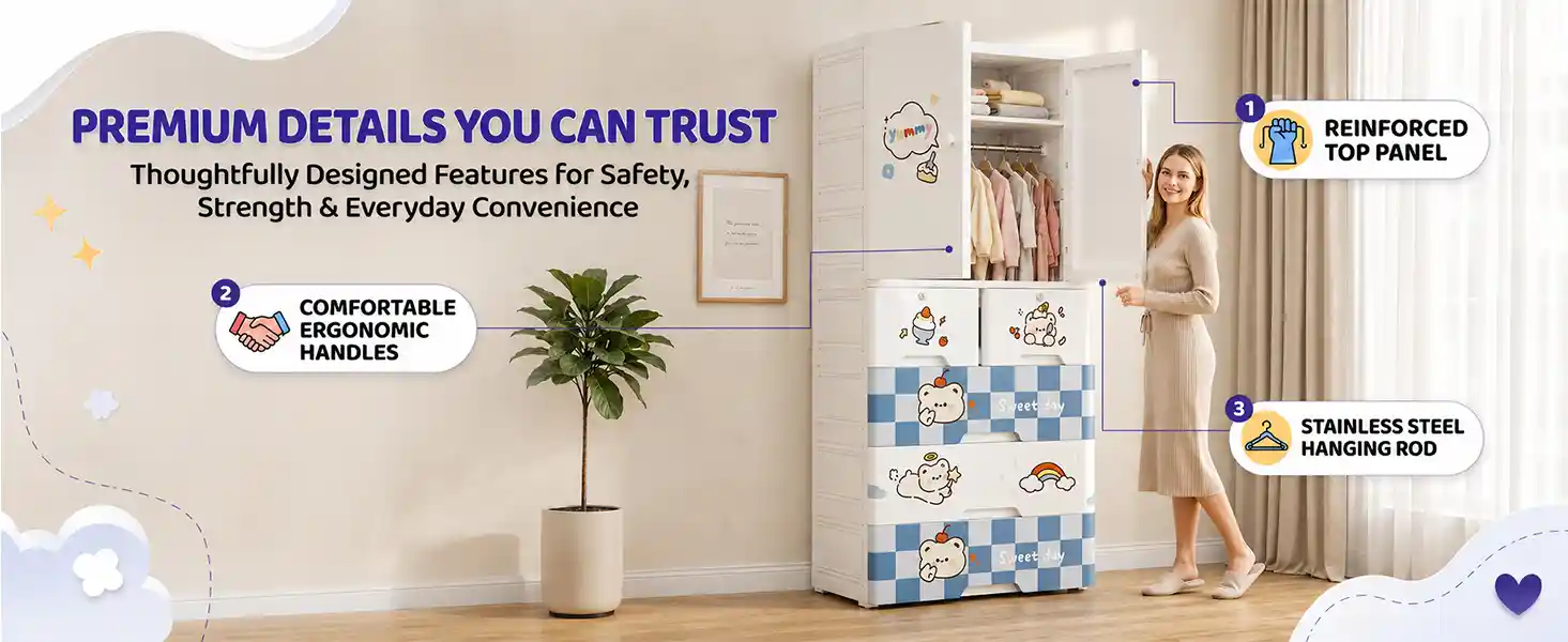 StarAndDaisy Kids Wardrobe for Children with Spacious Storage and Multi-Shelf Organizer
