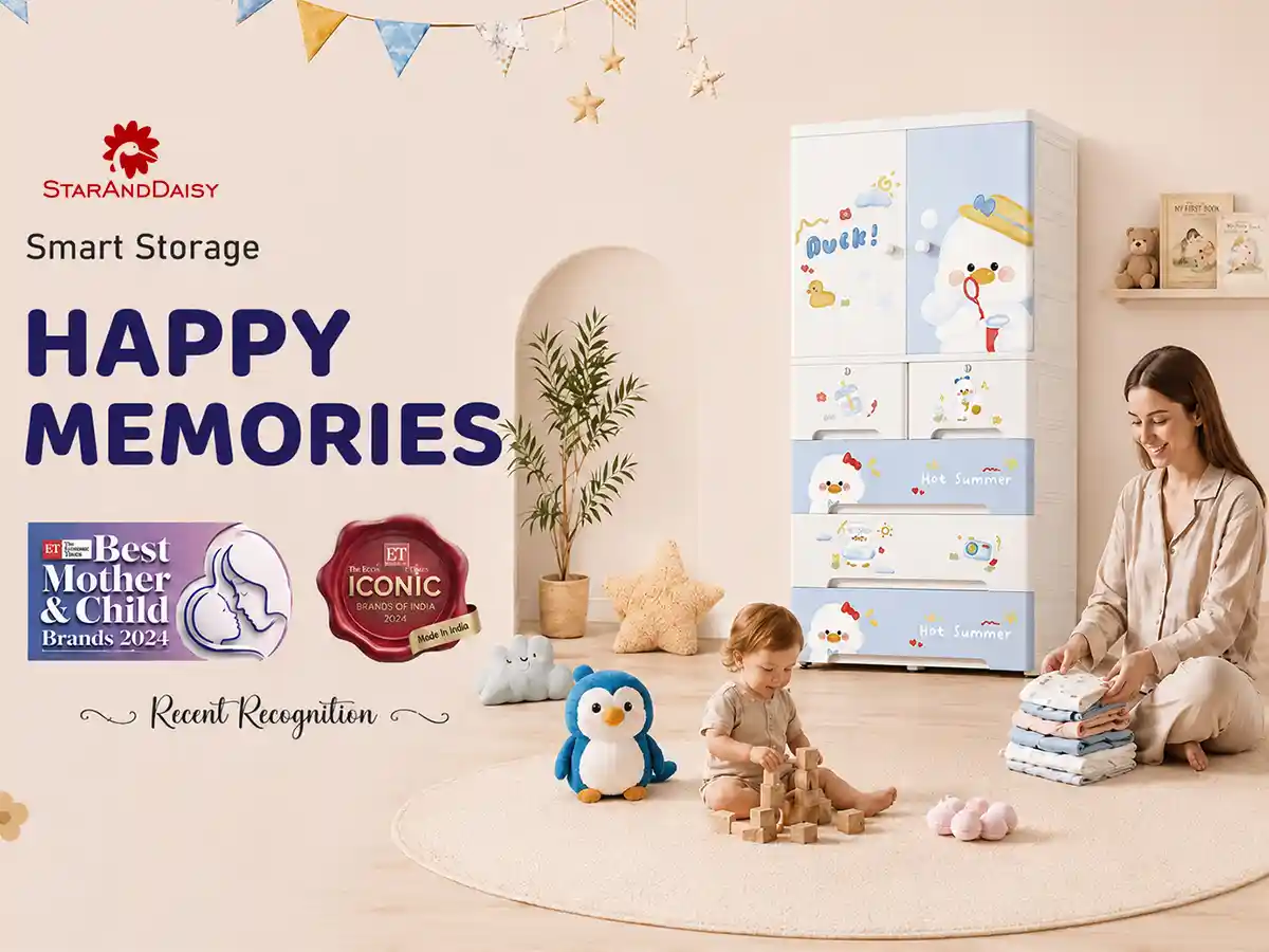 StarAndDaisy Kids Wardrobe for Children with Spacious Storage and Multi-Shelf Organizer