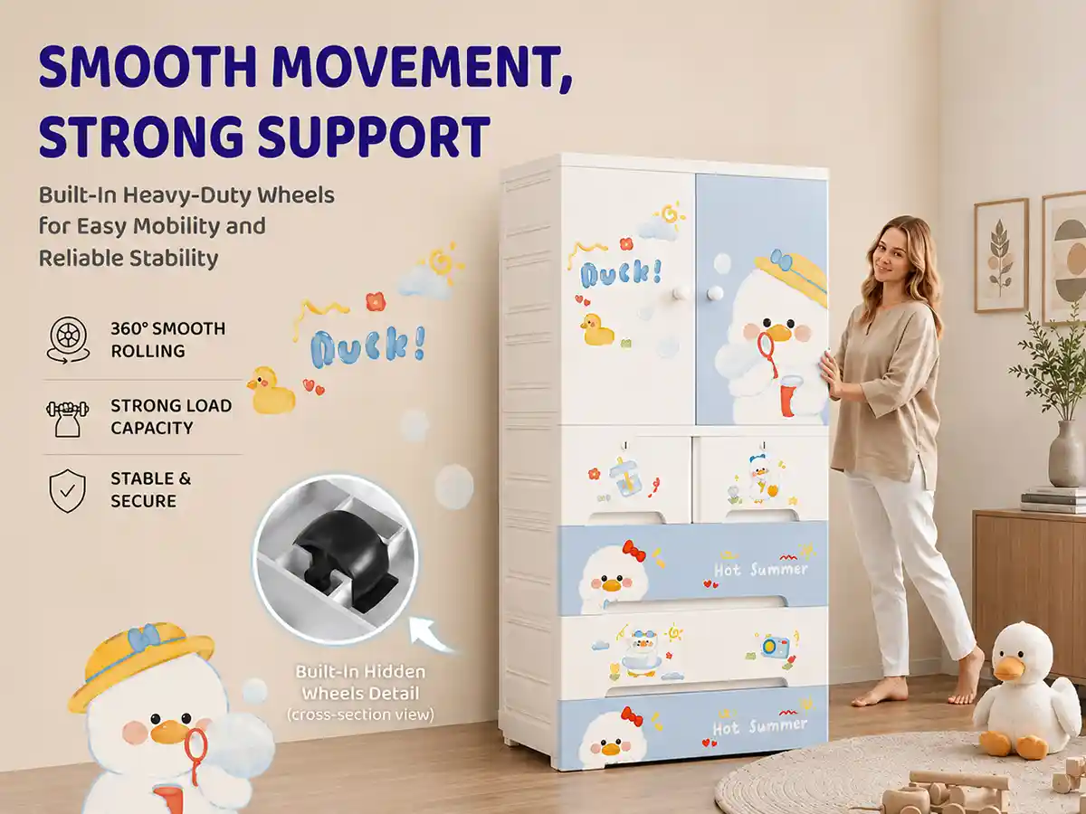 StarAndDaisy Kids Wardrobe for Children with Spacious Storage and Multi-Shelf Organizer