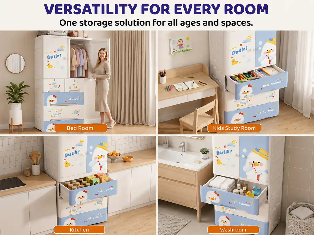 StarAndDaisy Kids Wardrobe for Children with Spacious Storage and Multi-Shelf Organizer