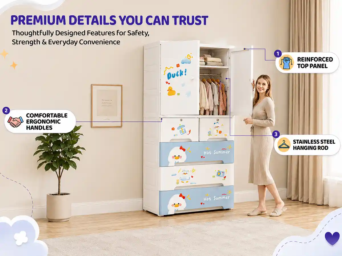 StarAndDaisy Kids Wardrobe for Children with Spacious Storage and Multi-Shelf Organizer