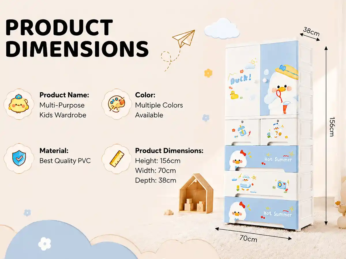 StarAndDaisy Kids Wardrobe for Children with Spacious Storage and Multi-Shelf Organizer