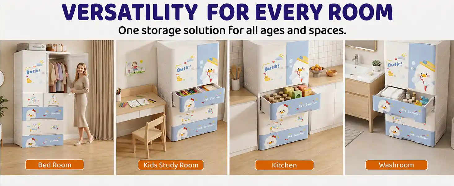 StarAndDaisy Kids Wardrobe for Children with Spacious Storage and Multi-Shelf Organizer
