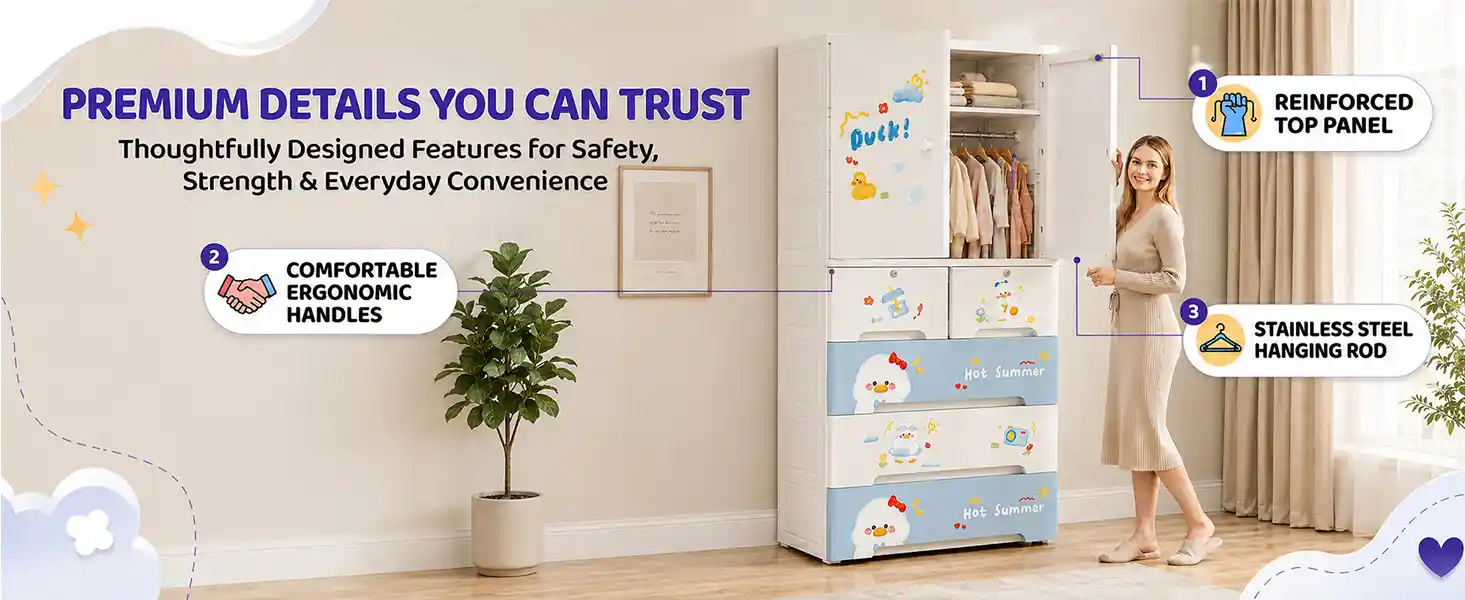 StarAndDaisy Kids Wardrobe for Children with Spacious Storage and Multi-Shelf Organizer
