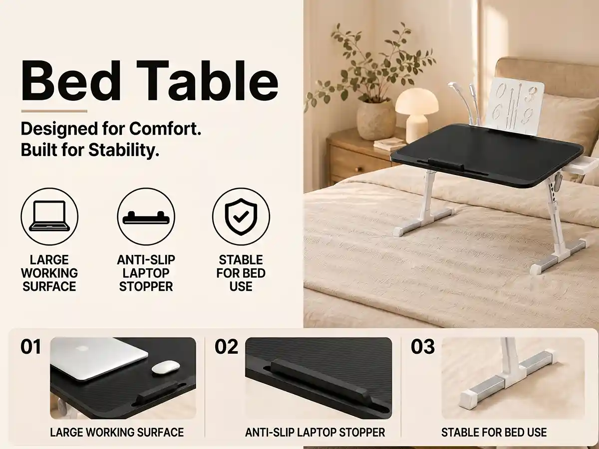 N3-Bed Table- Black