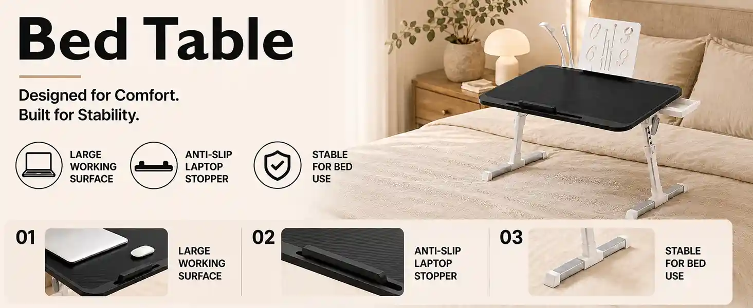 N3-Bed Table- Black
