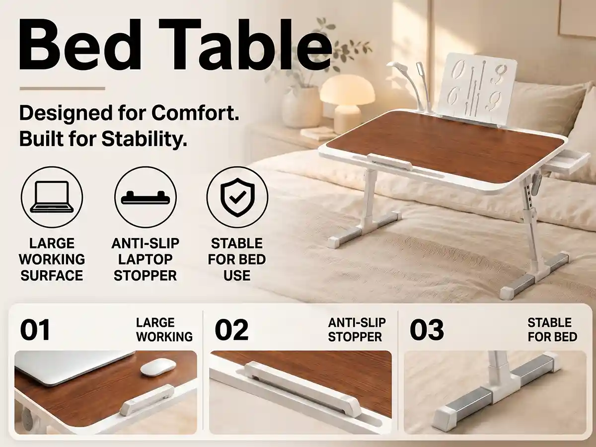 N3-Bed Table- Brown