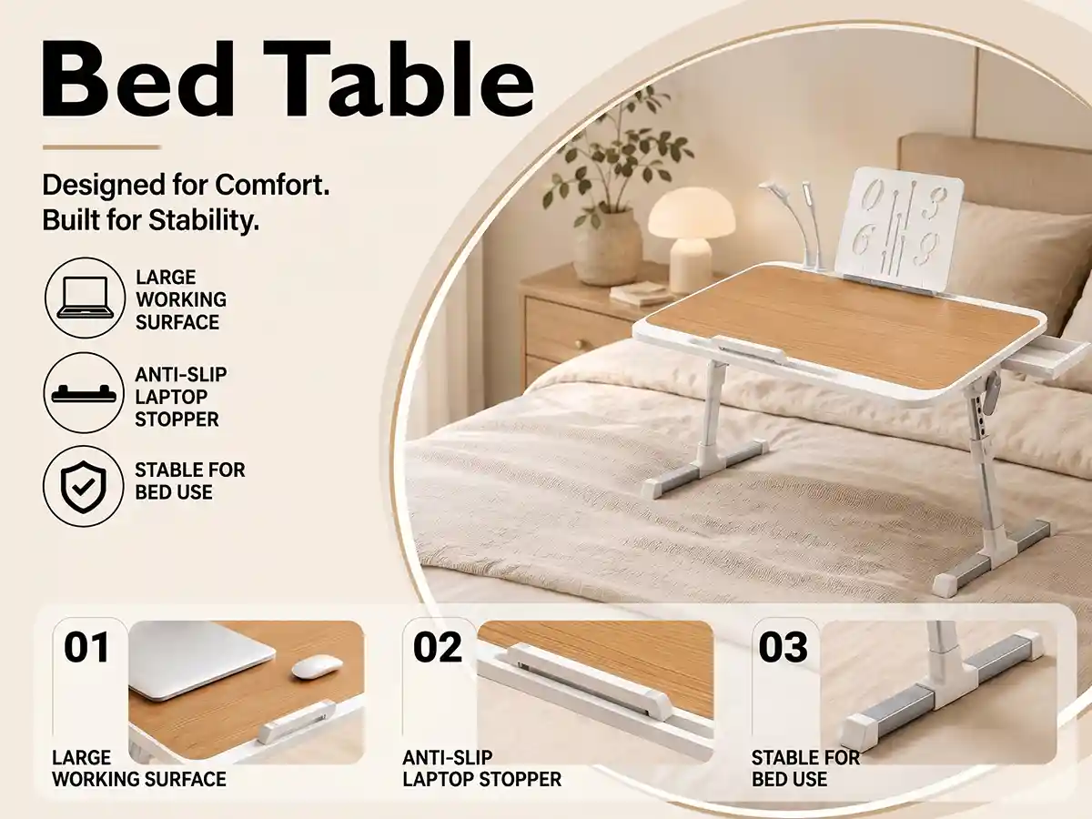 N3-Bed Table-light brown