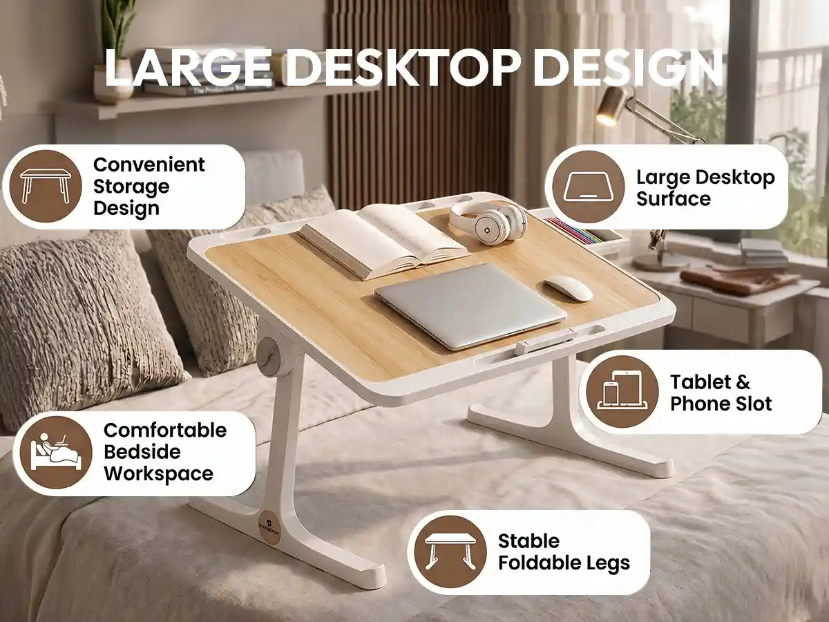 T9 Bed Table - white brown