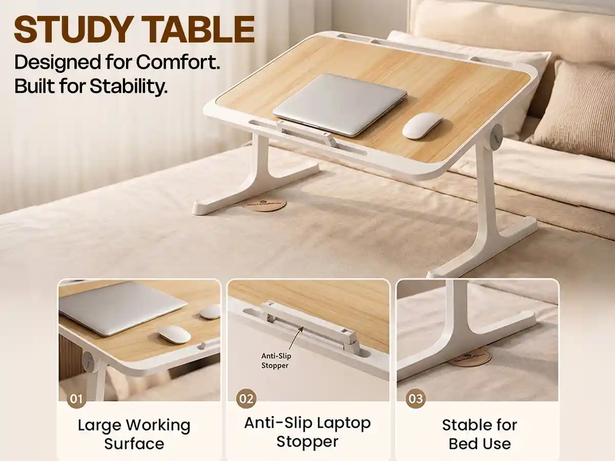 T9 Bed Table - white brown