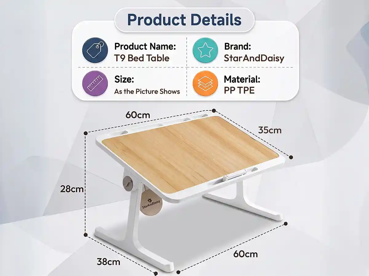 T9 Bed Table - white brown