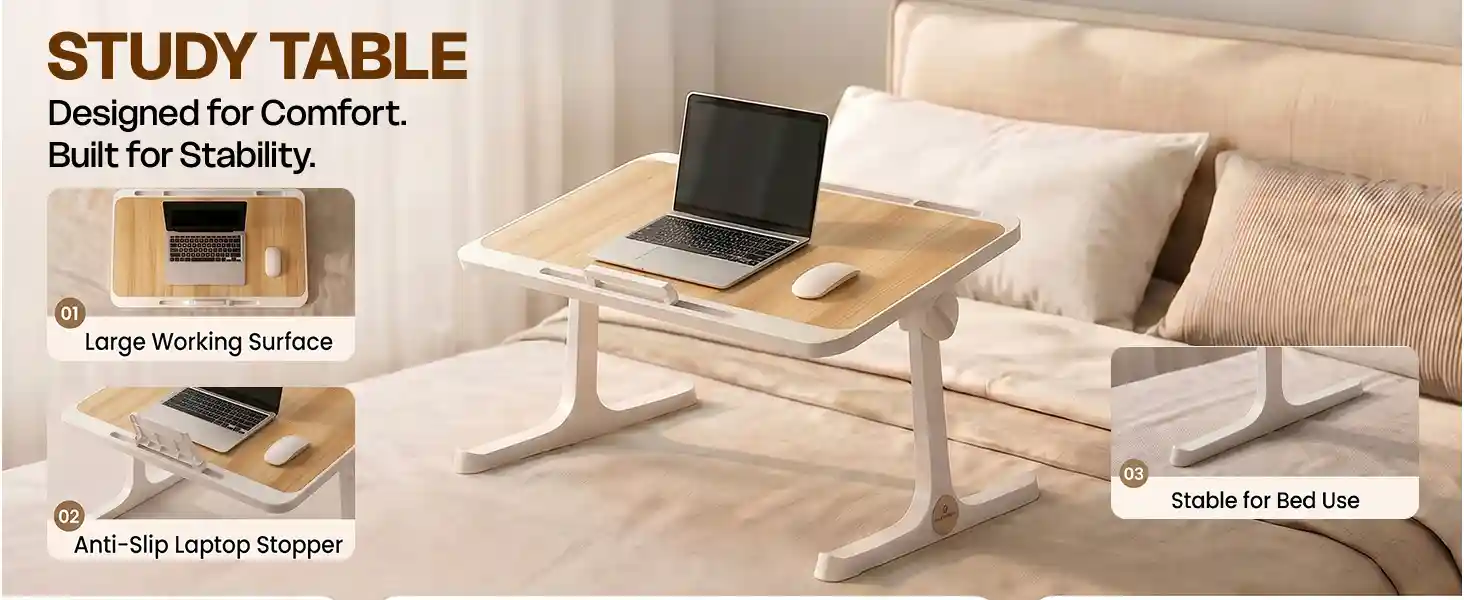 T9 Bed Table - white brown