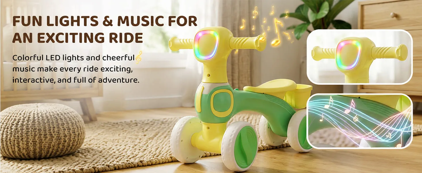 Tiny Glide 4-Wheel Baby Ride-On with LED Headlight