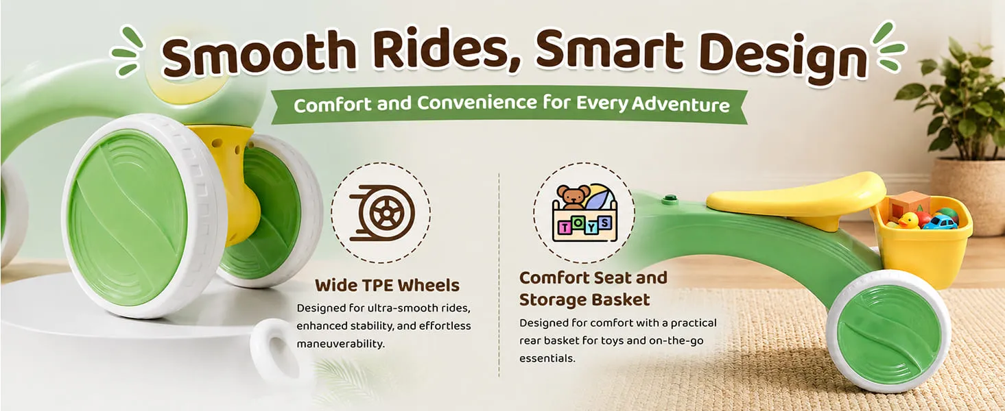 Tiny Glide 4-Wheel Baby Ride-On with LED Headlight