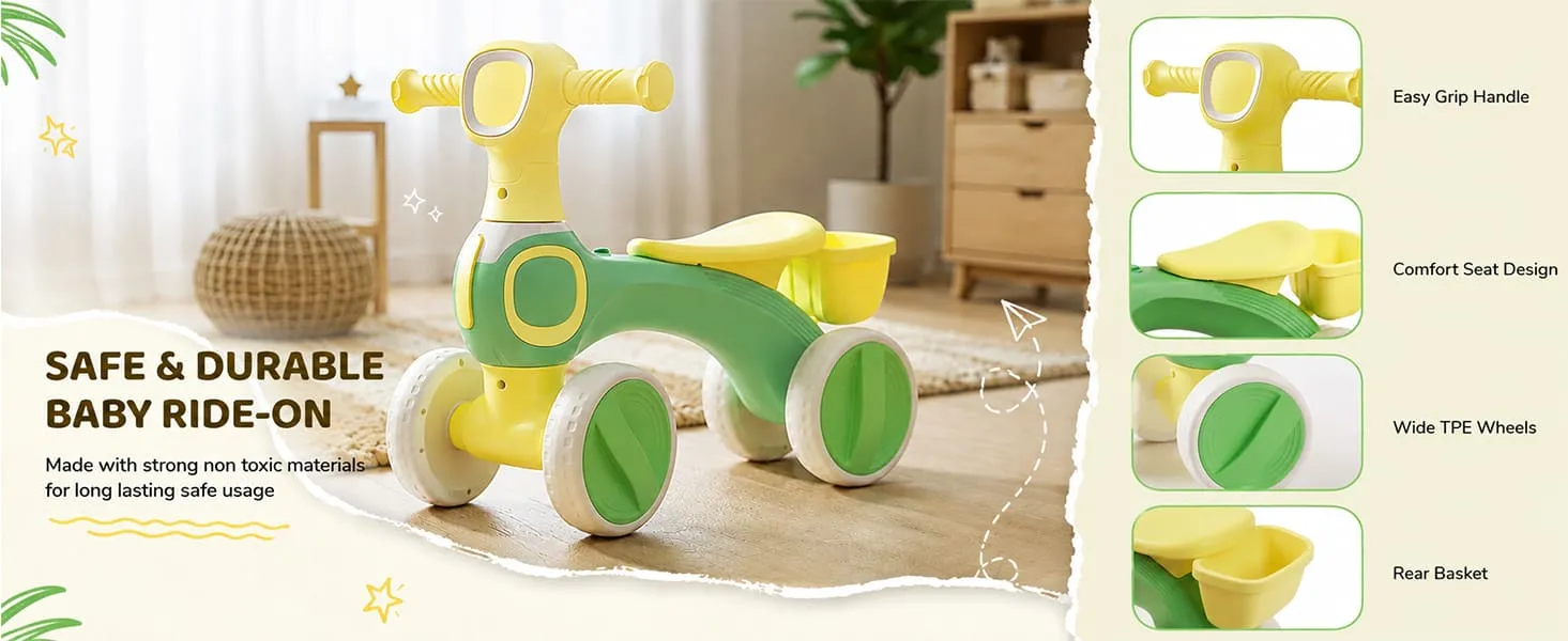 Tiny Glide 4-Wheel Baby Ride-On with LED Headlight