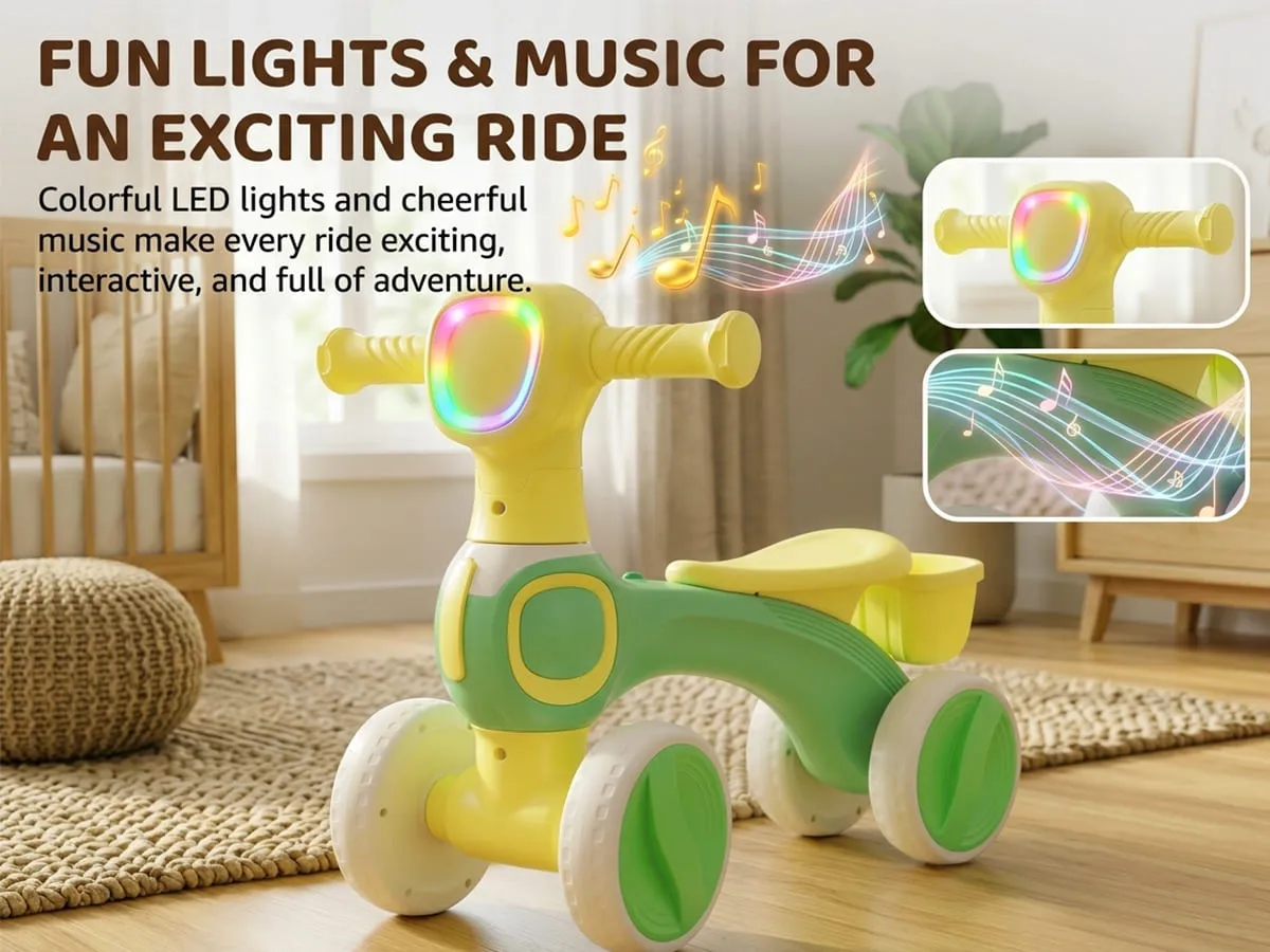 Tiny Glide 4-Wheel Baby Ride-On with LED Headlight