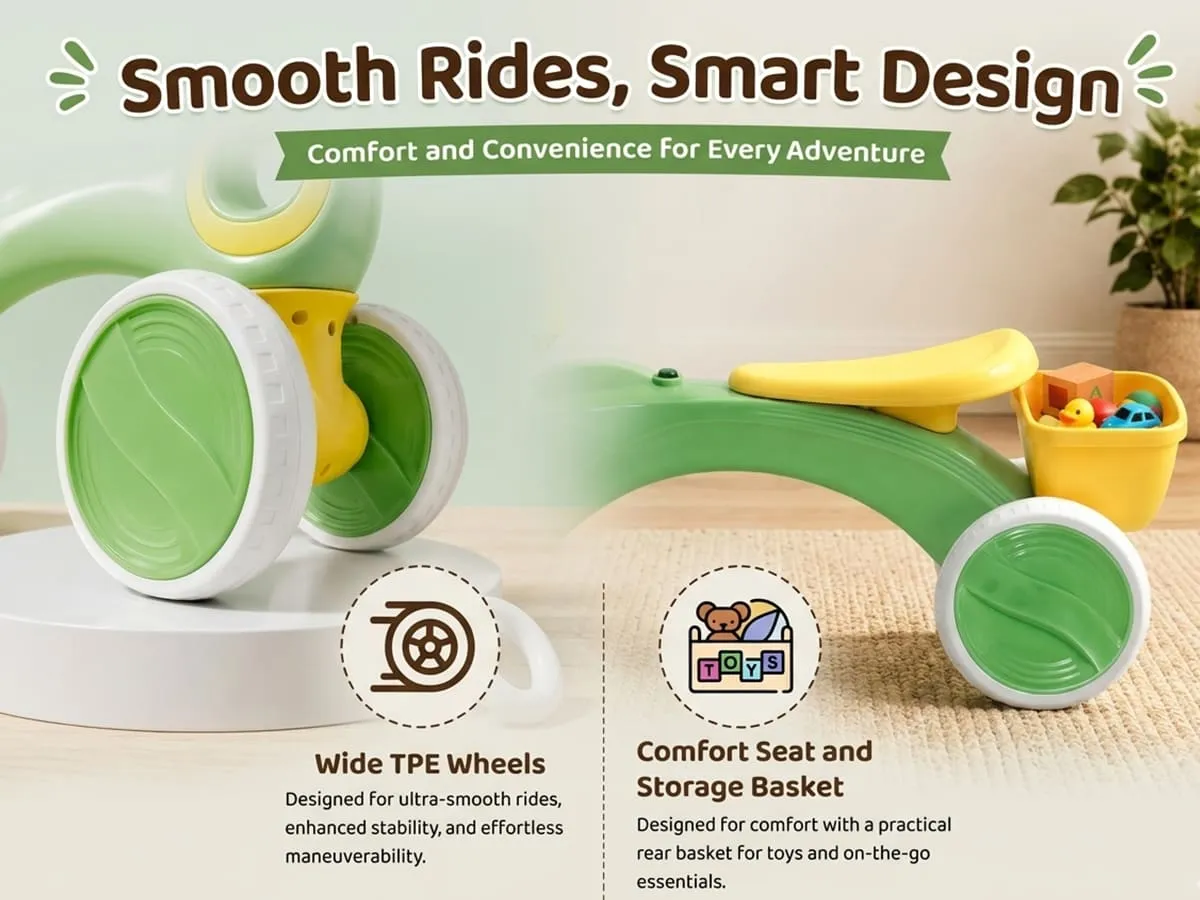 Tiny Glide 4-Wheel Baby Ride-On with LED Headlight