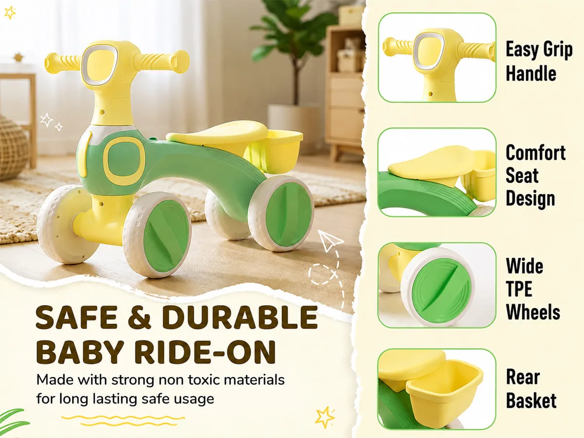 Tiny Glide 4-Wheel Baby Ride-On with LED Headlight