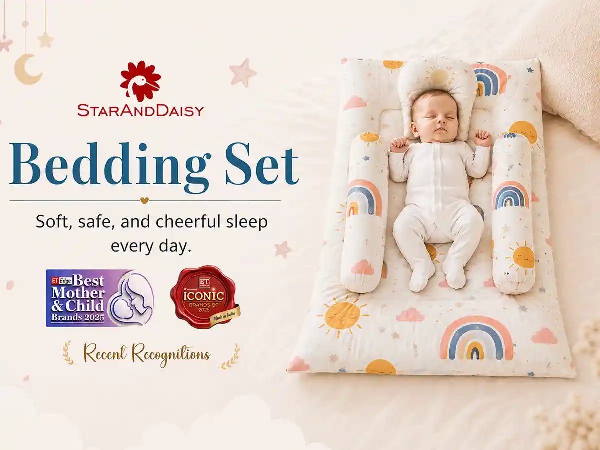 bedding set with rainbow print