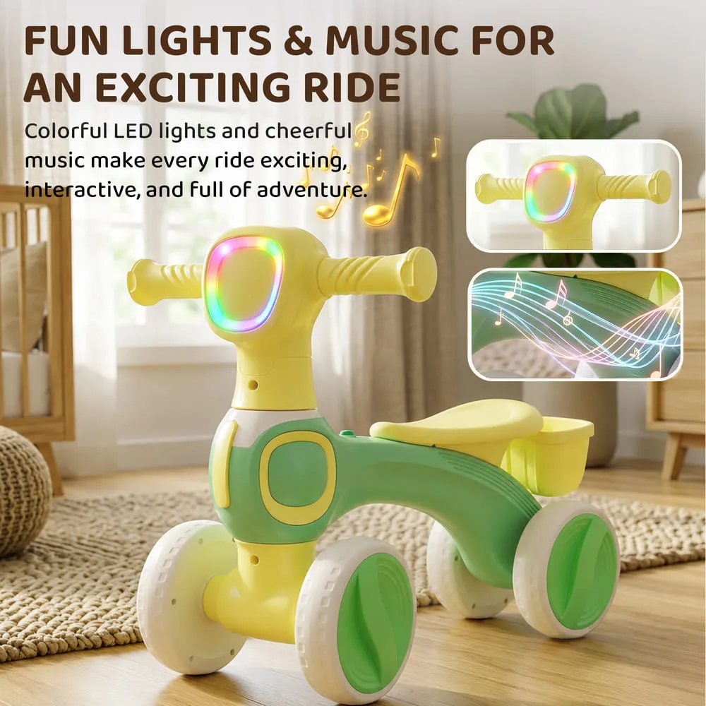 fun with light and music 4-Wheel Baby Ride-On with LED Headlight green