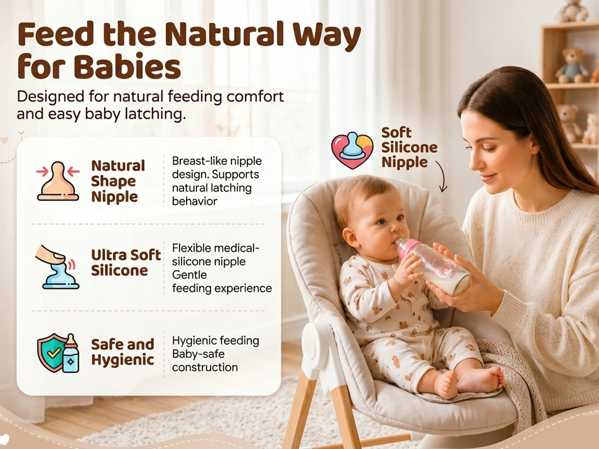 StarAndDaisy Glass Baby Feeding Bottle with Wide Neck, Easy Clean and Sterilizer Safe Design