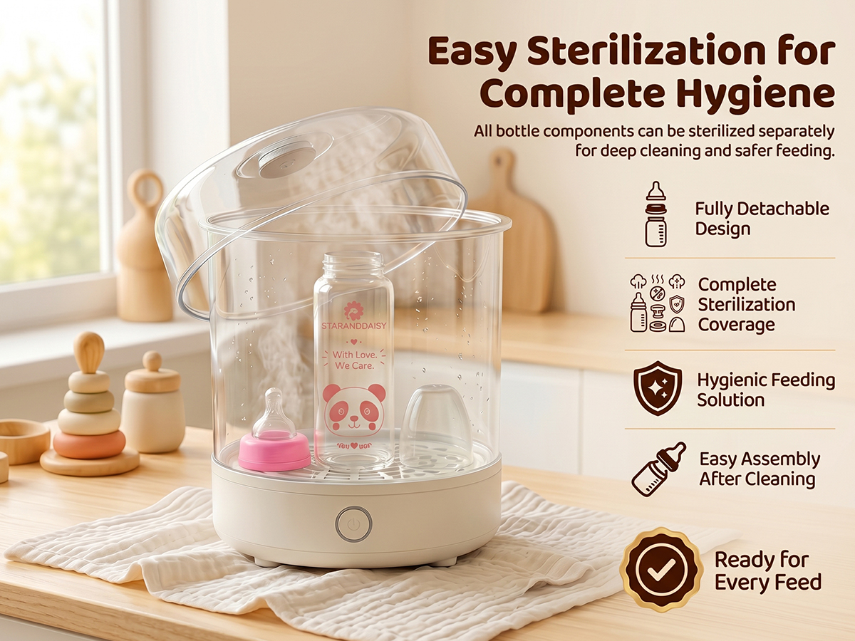 StarAndDaisy Glass Baby Feeding Bottle with Wide Neck, Easy Clean and Sterilizer Safe Design