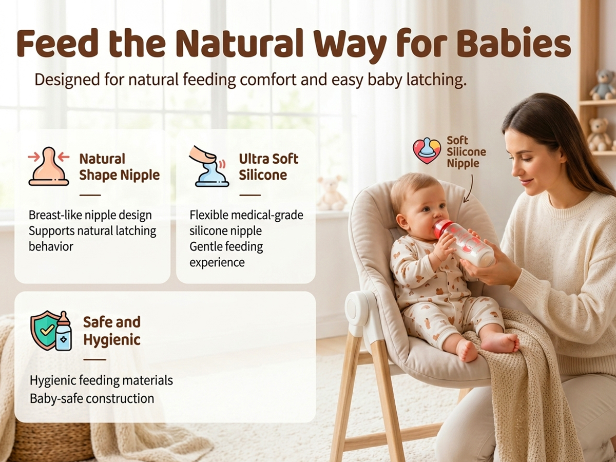 StarAndDaisy Glass Baby Feeding Bottle with Wide Neck, Easy Clean and Sterilizer Safe Design