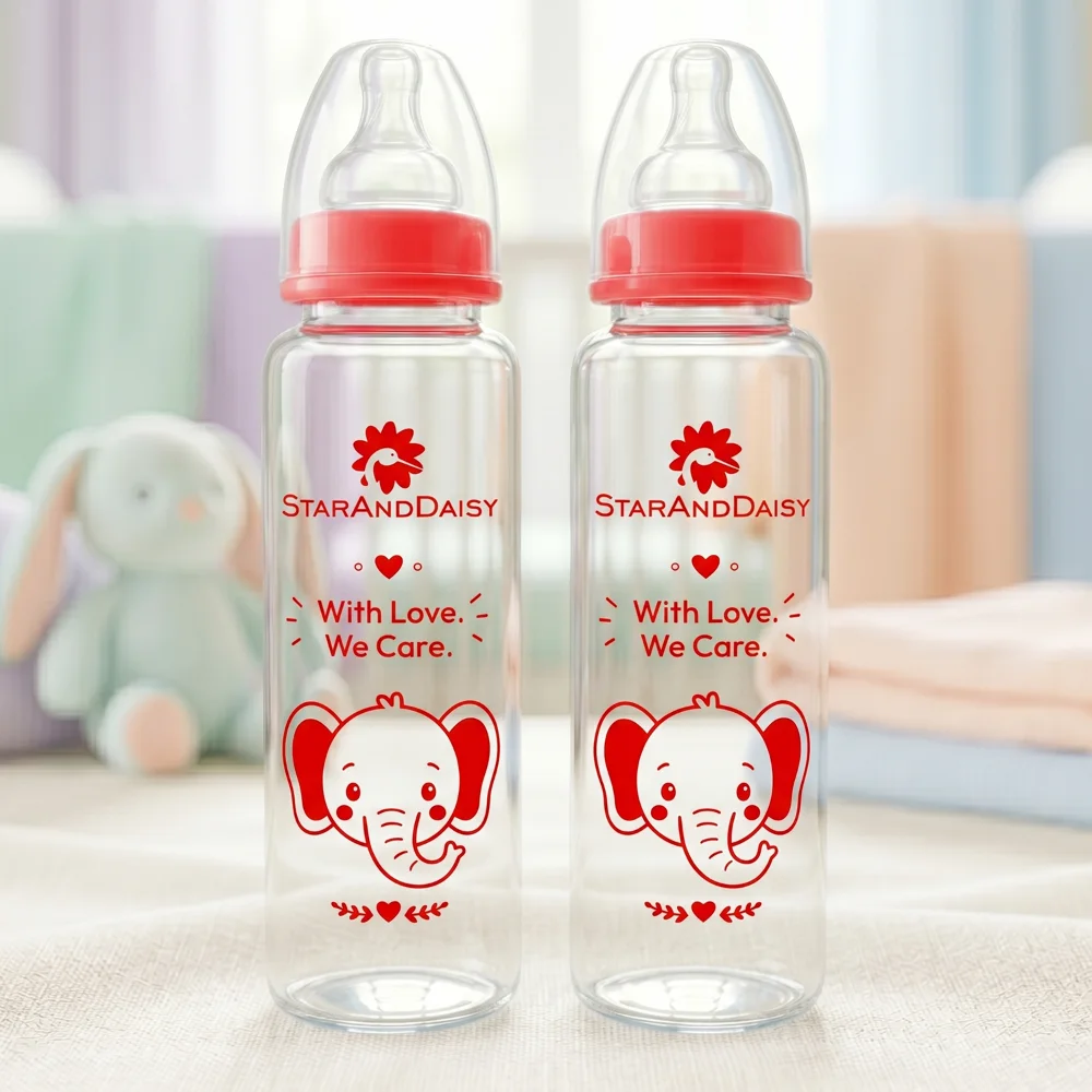 StarAndDaisy Borosilicate Glass Feeding Bottle for Babies