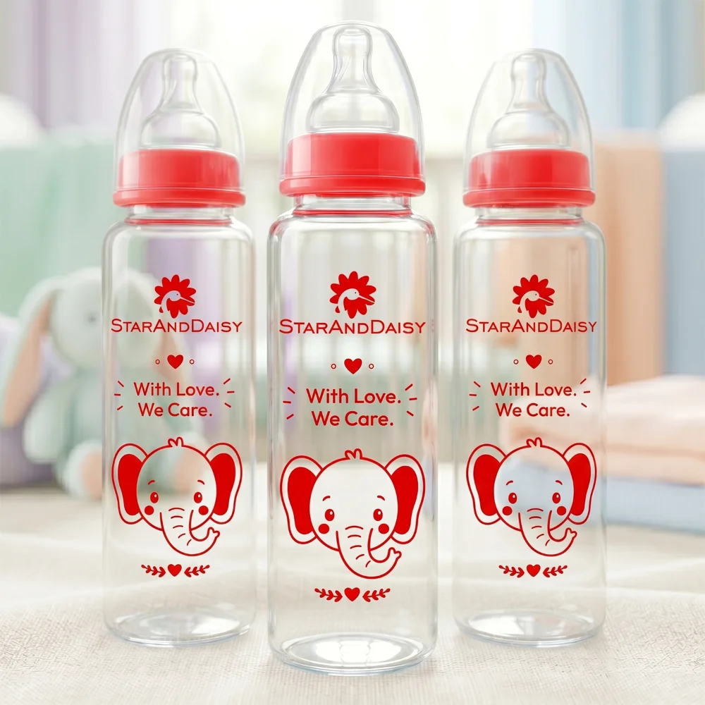 StarAndDaisy Borosilicate Glass Feeding Bottle for Babies