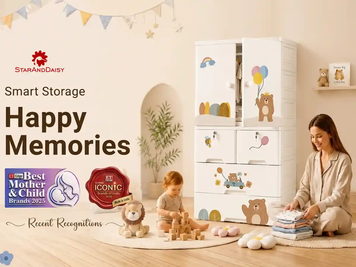 StarAndDaisy Kids Wardrobe for Children with Spacious Storage and Multi-Shelf Organizer