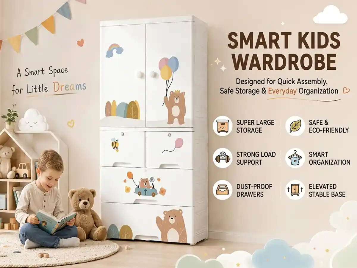 StarAndDaisy Kids Wardrobe for Children with Spacious Storage and Multi-Shelf Organizer