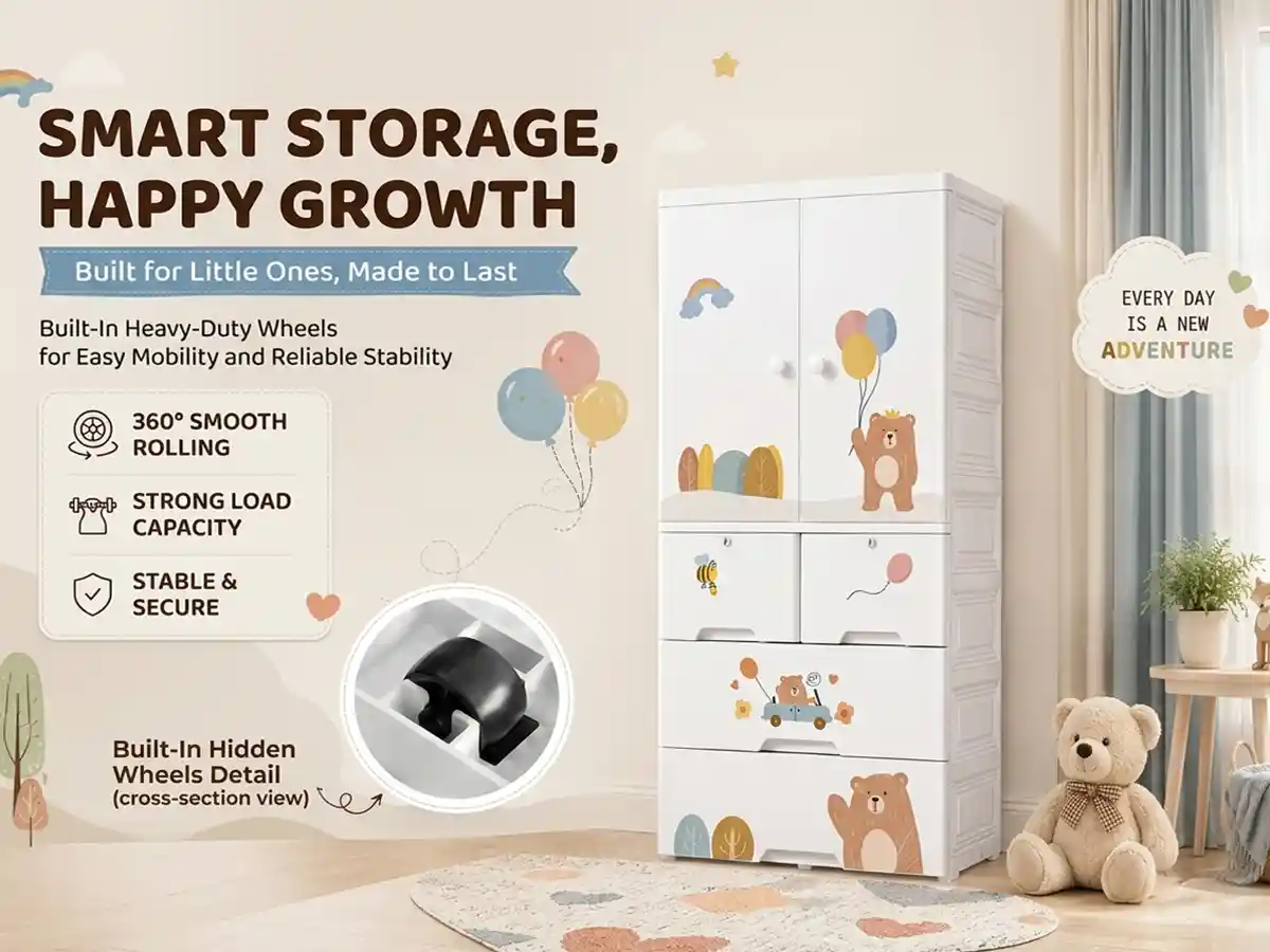 StarAndDaisy Kids Wardrobe for Children with Spacious Storage and Multi-Shelf Organizer