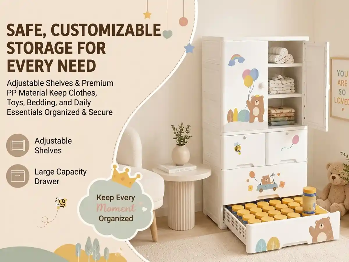 StarAndDaisy Kids Wardrobe for Children with Spacious Storage and Multi-Shelf Organizer