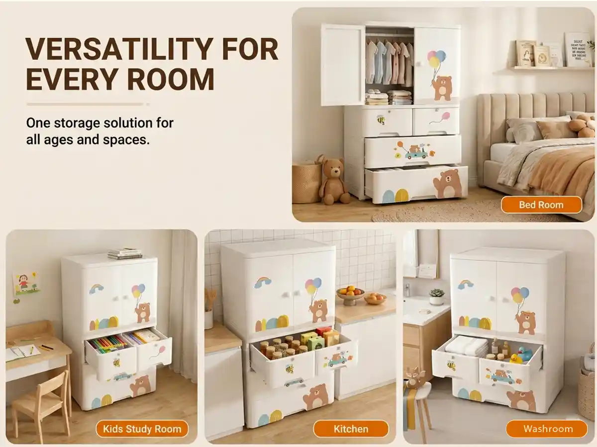 StarAndDaisy Kids Wardrobe for Children with Spacious Storage and Multi-Shelf Organizer